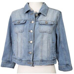 ASHLEY VINTAGE CHARM Cropped Blue Denim Jean Jacket - Women's XL
